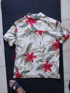 CARIBBEAN JOE Hawaiian Camp Shirt Women's S Vntg
